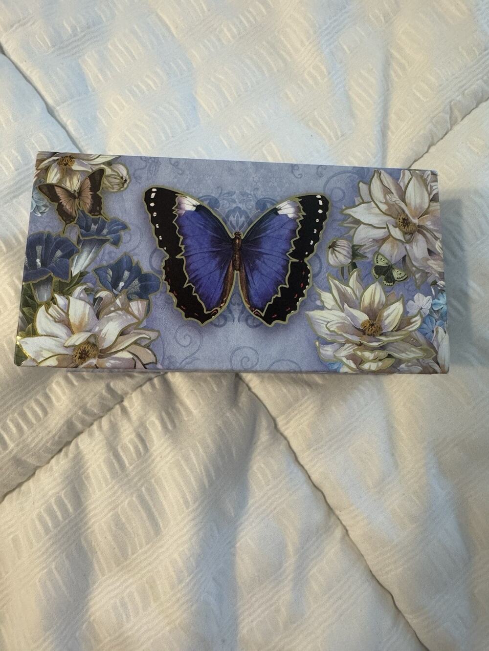 Decorative Musical Soap Box Butterly Blue Floral Beethoven Keepsake Botanical